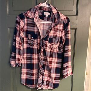 Market & Spruce Red and Blue Plaid Button Down Shirt